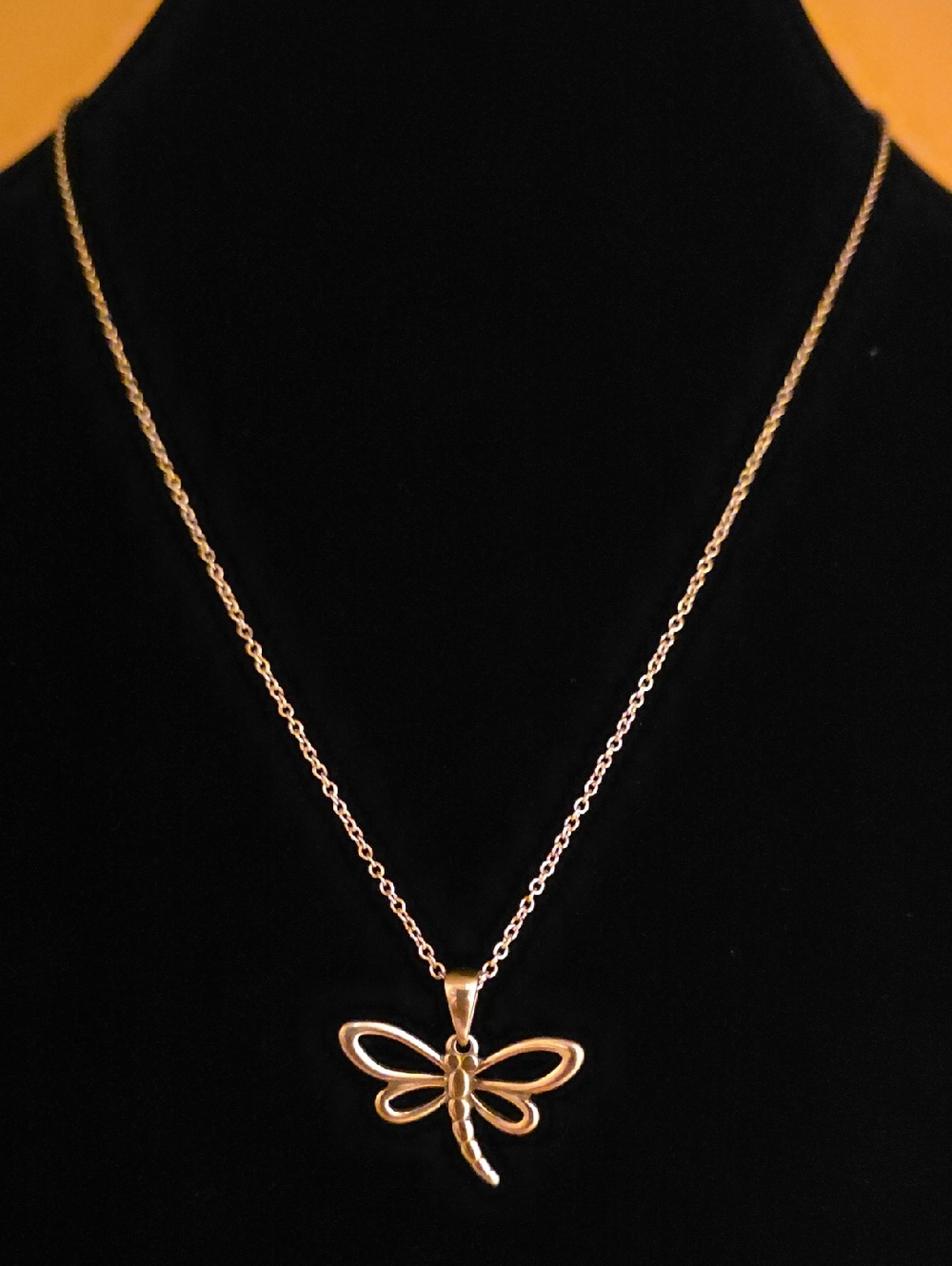 Delicate Dragonfly Pendant Silvertone Necklace